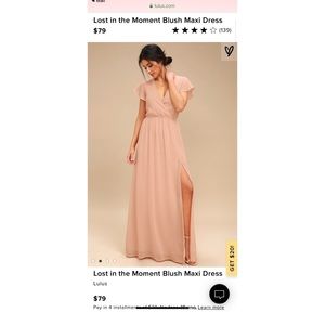 Lulus Lost in the Moment Blush Maxi Dress Size XS